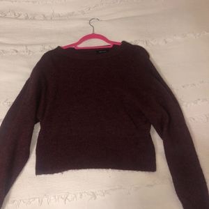 Maroon Long Sleeve Crop Top